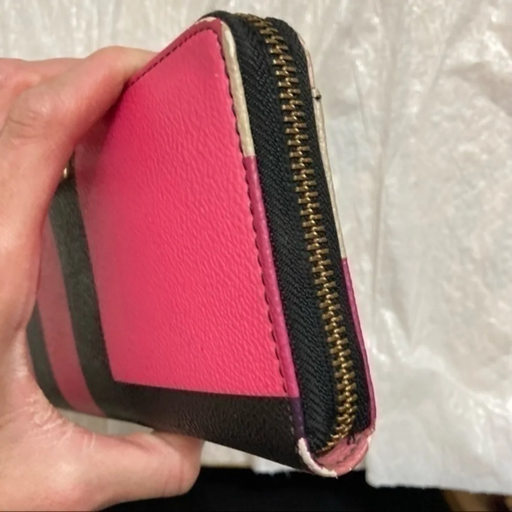 Kate spade multicolor pink colorblock clutch zipper wallet
